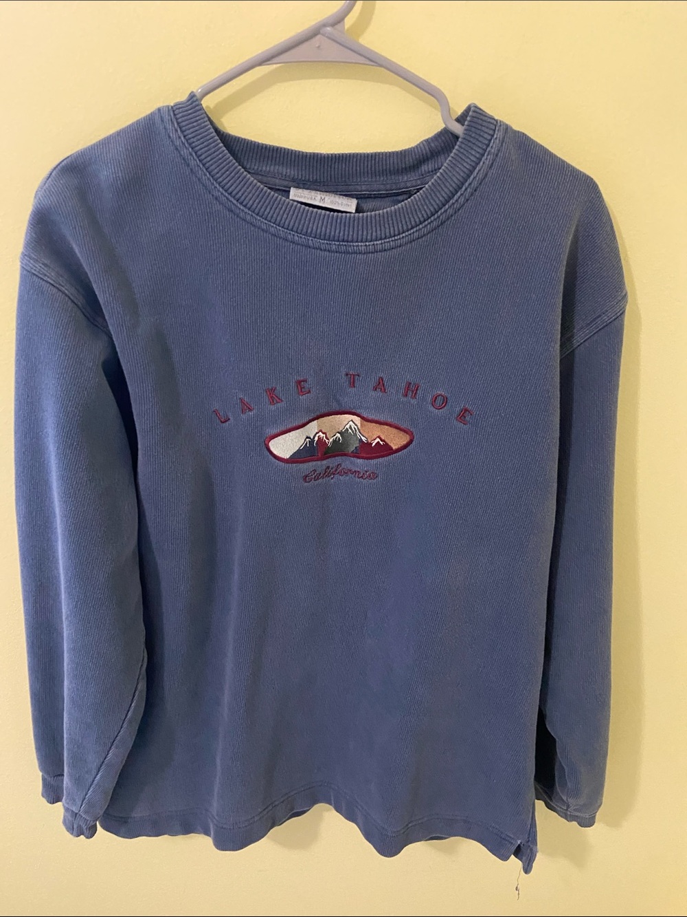 J. America Dusty Blue Crewneck Sweatshirt with Subtle Embroidery